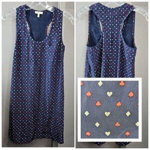 Joie Sleeveless Tank Dress XS Navy Blue Red White Card Suit Casino Print